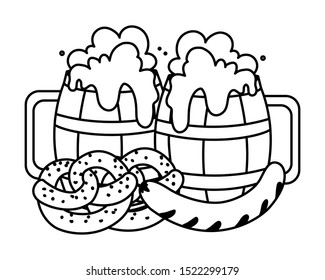 beer festival oktoberfest with set of icons vector illustration design