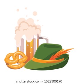 beer festival oktoberfest with set of icons vector illustration design