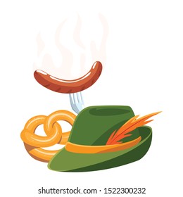 beer festival oktoberfest with set of icons vector illustration design