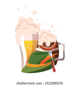 beer festival oktoberfest with set of icons vector illustration design