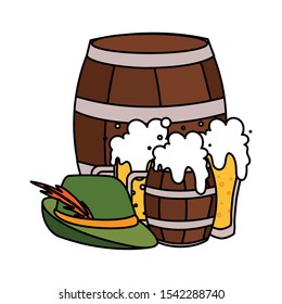 beer festival oktoberfest with set of icons vector illustration design