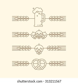 Beer festival, beer party, beer menu. Linear elements for banners, flyers and other types of business design.