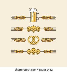 Beer festival, beer party, beer menu. Linear elements for banners, flyers and other types of business design.