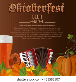 Beer festival. Poster for Oktoberfest. Vector illustration