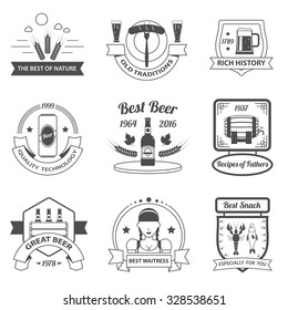 Beer festival premium quality black label set isolated vector illustration