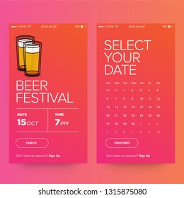 Beer Festival Ticket booking App Interface Design