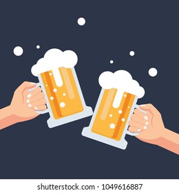 Beer festival. Two hands beer glass. Vector illustration in flat style.