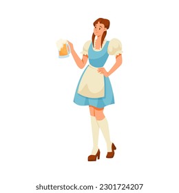 Beer Festival with Woman Character Celebrating Holiday Vector Illustration