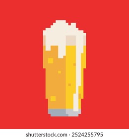 arte de pixel de título preenchido com cerveja, ilustração vetorial em plano de fundo isolado.