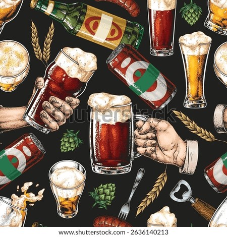 Beer fills the table showcasing different styles in glasses and cans. Hands toast with frothy drinks highlighting a vibrant gathering scene among friends enjoying a memorable time.