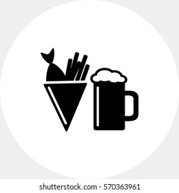 Beer, Fish And Chips Icon