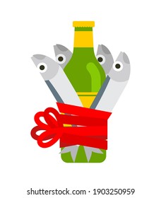 Beer and fish. Gift set for men. Illustration for 23 February. 