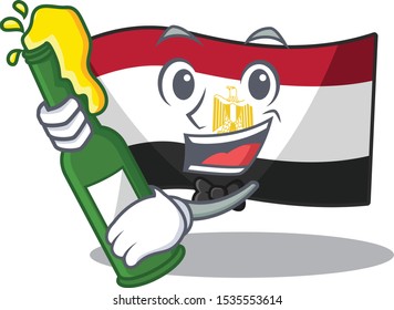 With beer flag egypt character isolated with cartoon