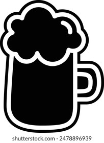 Icono de Vector negro plano de cerveza.