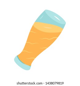 Beer flat design long shadow color icon. Oktoberfest alcoholic drink. Bar, pub beverage. Craft brewery. Non-alcoholic beer. Glassware shop. Football fan drink. Vector silhouette illustration