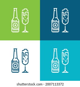 Beer Flat four color minimal icon set