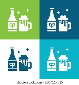 Beer Flat four color minimal icon set