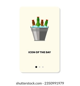 Icono plano de cerveza. Cerveza fría en un balde de hielo, señal aislada. El concepto de bebida alcohólica. Elementos de símbolo de ilustración vectorial para diseño web y aplicaciones