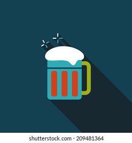 beer flat icon with long shadow