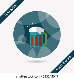 beer flat icon with long shadow