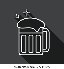 beer flat icon with long shadow, line icon