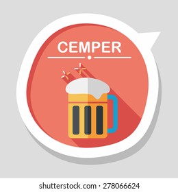 beer flat icon with long shadow