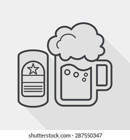 beer flat icon with long shadow, line icon