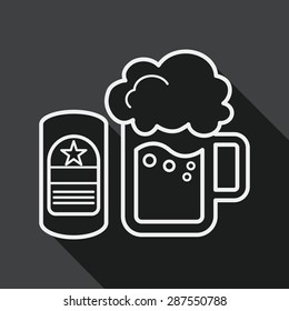 beer flat icon with long shadow, line icon