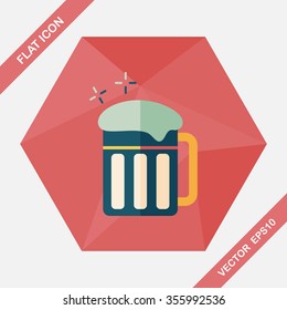 beer flat icon with long shadow