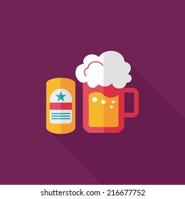 beer flat icon with long shadow,eps10