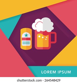 beer flat icon with long shadow,eps10