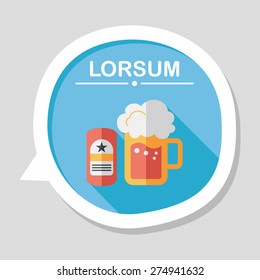 beer flat icon with long shadow,eps10