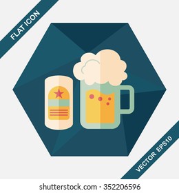 beer flat icon with long shadow,eps10