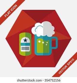 beer flat icon with long shadow,eps10