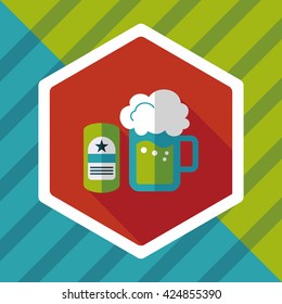 beer flat icon with long shadow,eps10