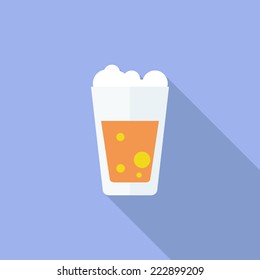 Beer flat icon. Modern flat icons with long shadow effect in stylish colors. Icons for Web and Mobile Application. EPS 10. 