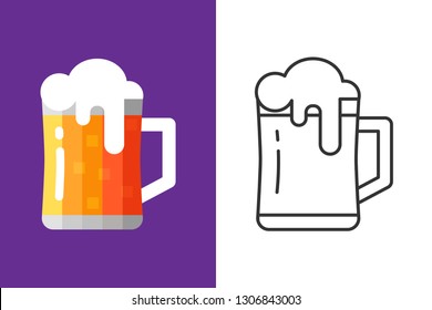 Beer flat and outline icon
