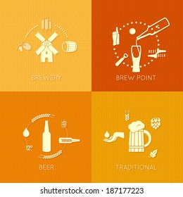 beer flat set of icons design background