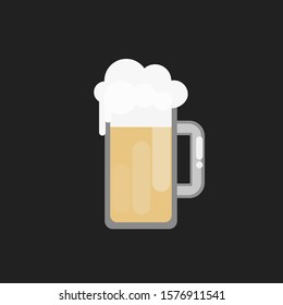 Beer in flat style. Illustration with glass of beer icon on white background for motion design, UI, computer game, animation and clothing design. View 3/4.