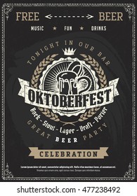 Beer Flyer Vintage Poster Octoberfest Oktoberfest Logo Pub Free Event Vector Oktoberfest Beer Festival Celebration Template Of Retro Poster Or Invitation Flyer On Vintage Blackboard Texture Beer Flyer