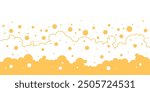 Beer foam background, alcohol liquid splash texture, cartoon drink line border, orange malt pattern, kvass bubble suds frame. Abstract vector illustration flat and outline design