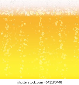 Beer Foam Background. Light Bright, Bubble And Liquid. Vector Illustration