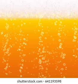 Beer Foam Background. Light Bright, Bubble And Liquid. Vector Illustration