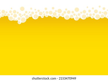 Cerveza con fondo de espuma y burbujas tiene espacio en blanco. Plantilla vectorial de fondo de bebidas refrescantes.