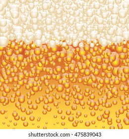 Beer and beer foam, bubbles. Oktoberfest wallpaper, vector design background. 