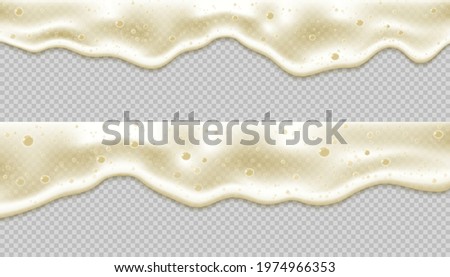Beer foam with bubbles. Soap froth texture with bubbles on transparent background.