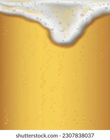 Beer foam concept. Alcoholic drink, party and disco symbol, oktoberfest. Design element for invitation or greeting postcard. Template for wallpaper or backdrop, texture. Realistic vector illustration