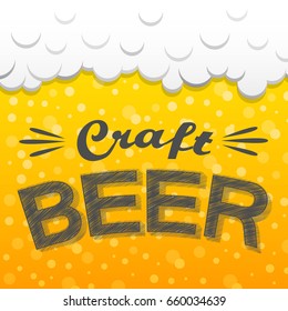 Beer with foam - concept of banner. Vector illustration.