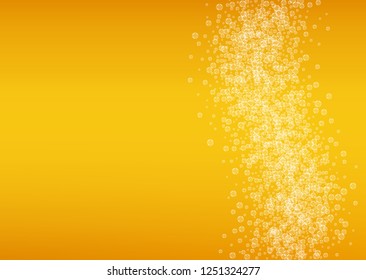 Beer foam. Craft lager splash. Oktoberfest background. bar flyer layout. Hipster pint of ale with realistic white bubbles. Cool liquid drink for Golden jug with beer foam.