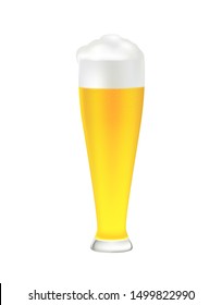 Beer with foam, Glass of beer, 
Vector illustration isolated on white background
